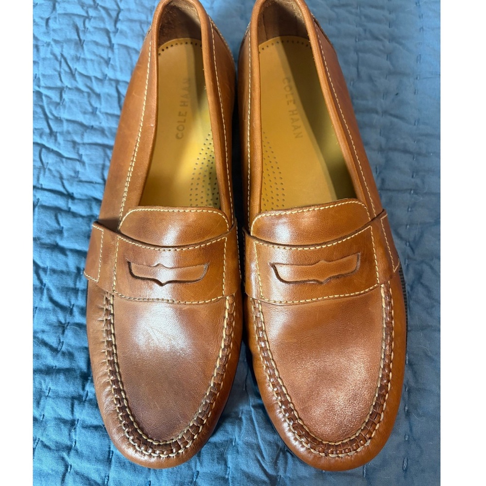 Cole Haan Mens Pinch Penny Loafers British Tan Leather Shoes 12 Old Money Preppy